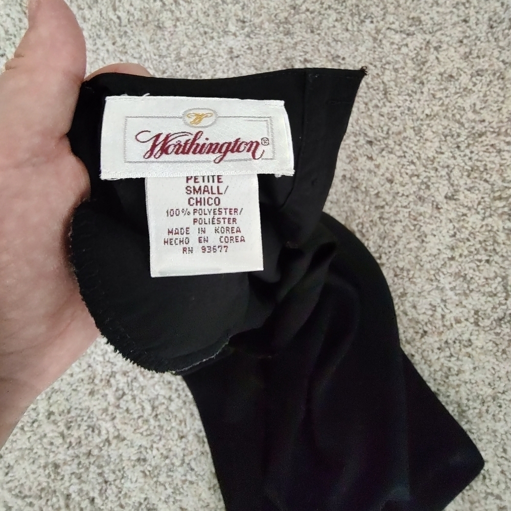 Worthington Vintage Classic Black Blouse Small - Picture 3 of 3